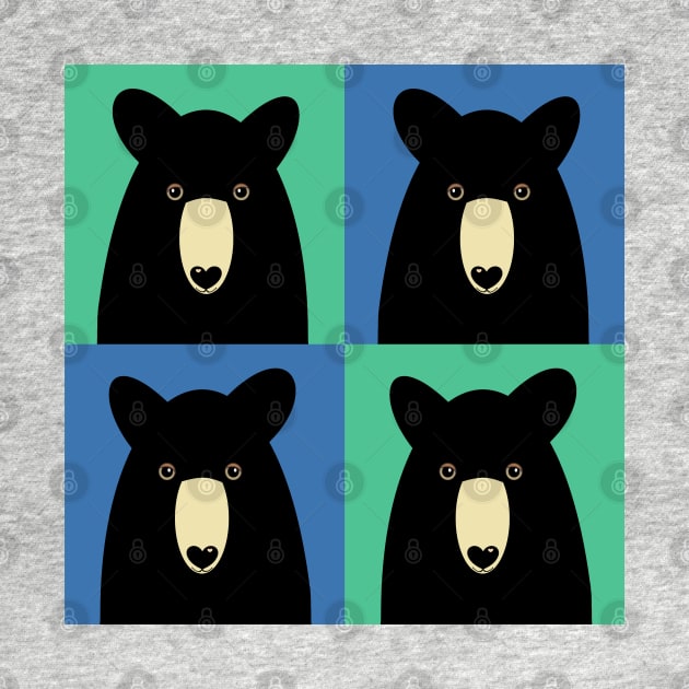 BLACK BEAR ON GREEN AND BLUE by JeanGregoryEvans1